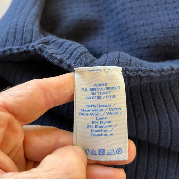 Boden US 18L Navy Blue Libby Textured Sweater Dress 3/4 Sleeve Cotton Wool Blend - Picture 9 of 10